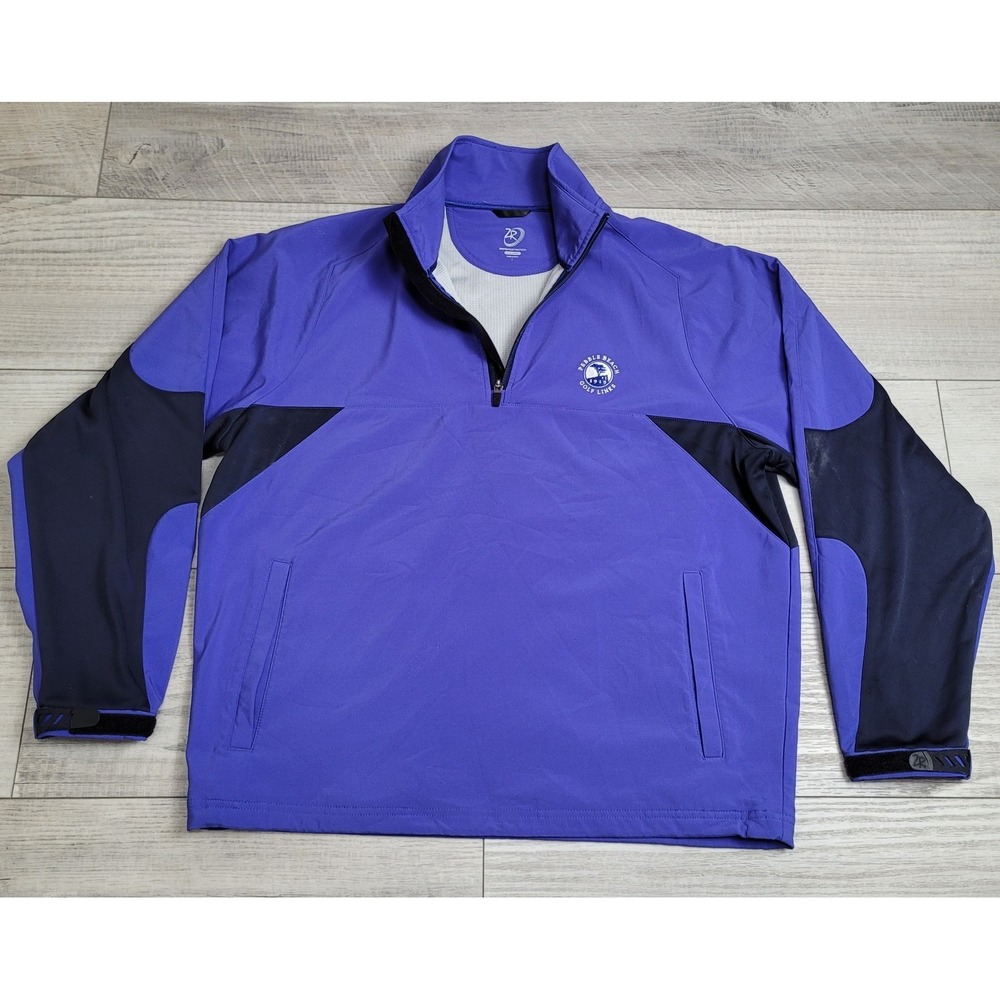 ⛳Zero Restriction 1/4 Zip Mens L‎ Blurple Tour Series Golf Jacket Pebble Beach